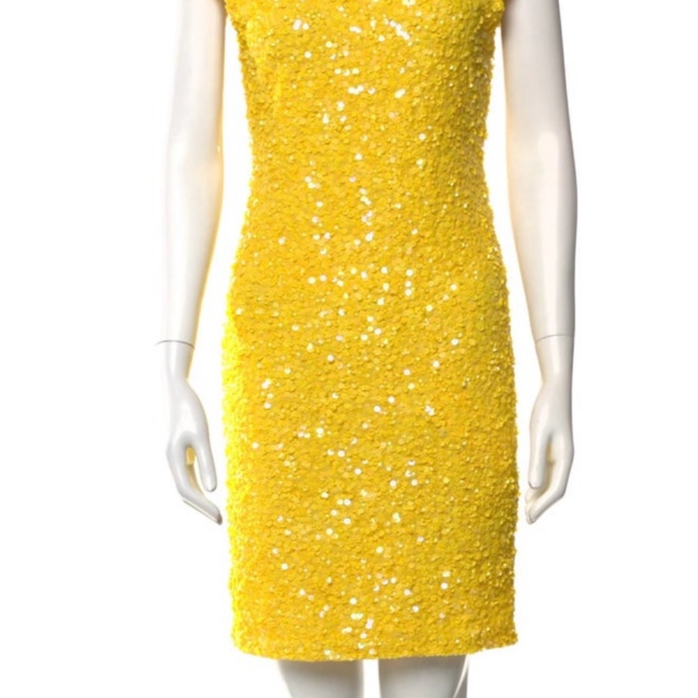 Alice + Olivia yellow sequin dress - Picture 2 of 4
